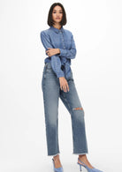 Jacqueline De Yong Camicia Donna Jasper Blu Medio Denim 15252957 Medium Blue Denim JACQUELINE DE YONG 