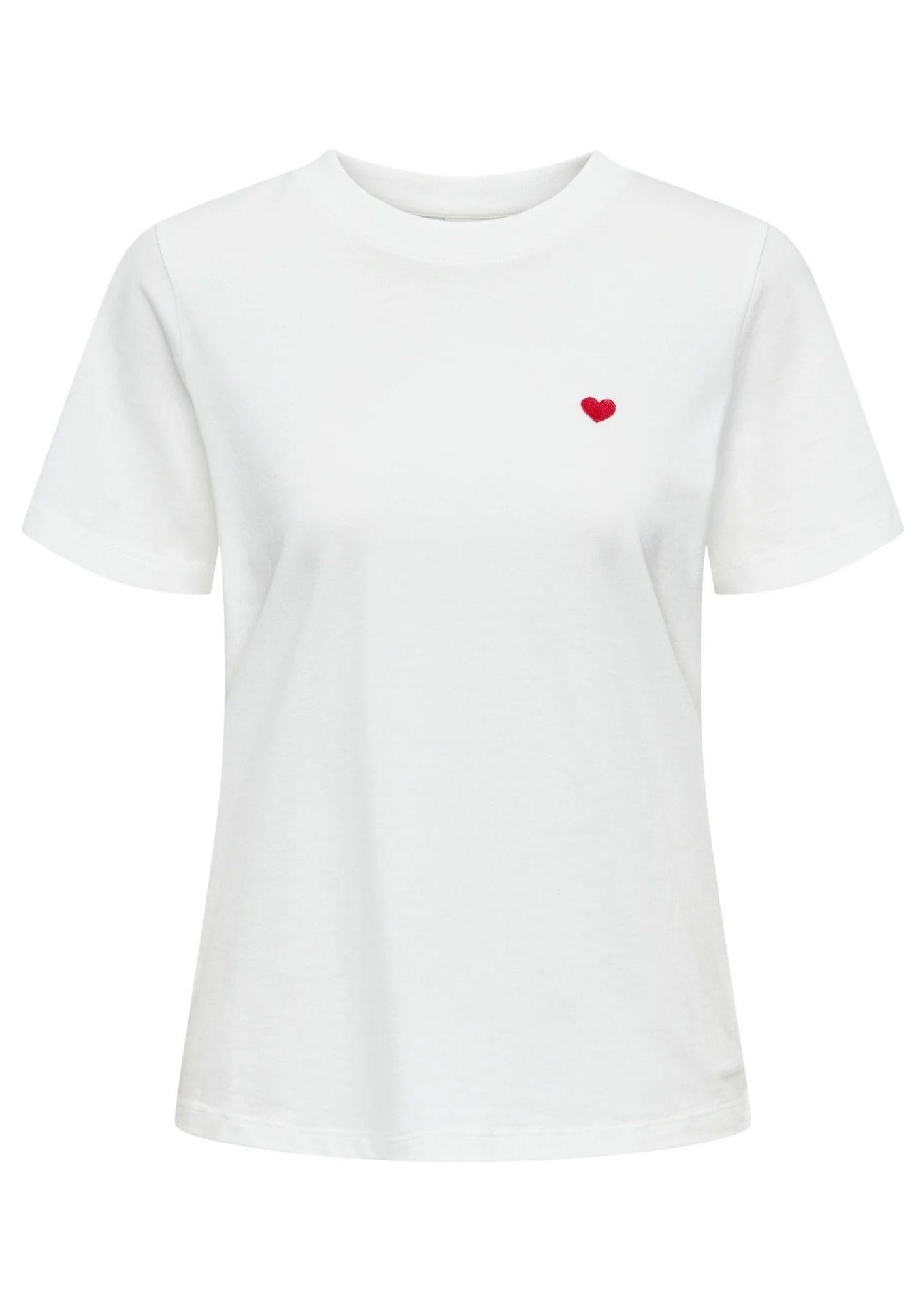 Jacqueline De Yong T-Shirt Donna Pisa Bianca con Cuore 15298612 Cloud Dancer BITTERSWEET HEART JACQUELINE DE YONG 