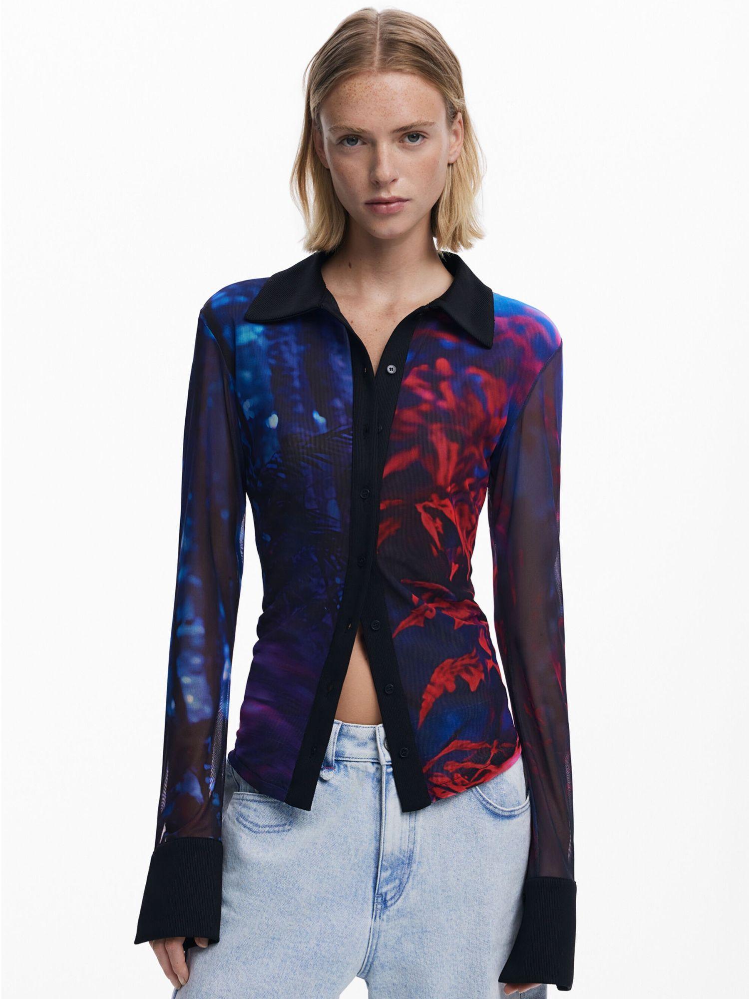 Desigual Maglietta abbottonata in chiffon Donna Nero 25WWTK61 2000 DESIGUAL 