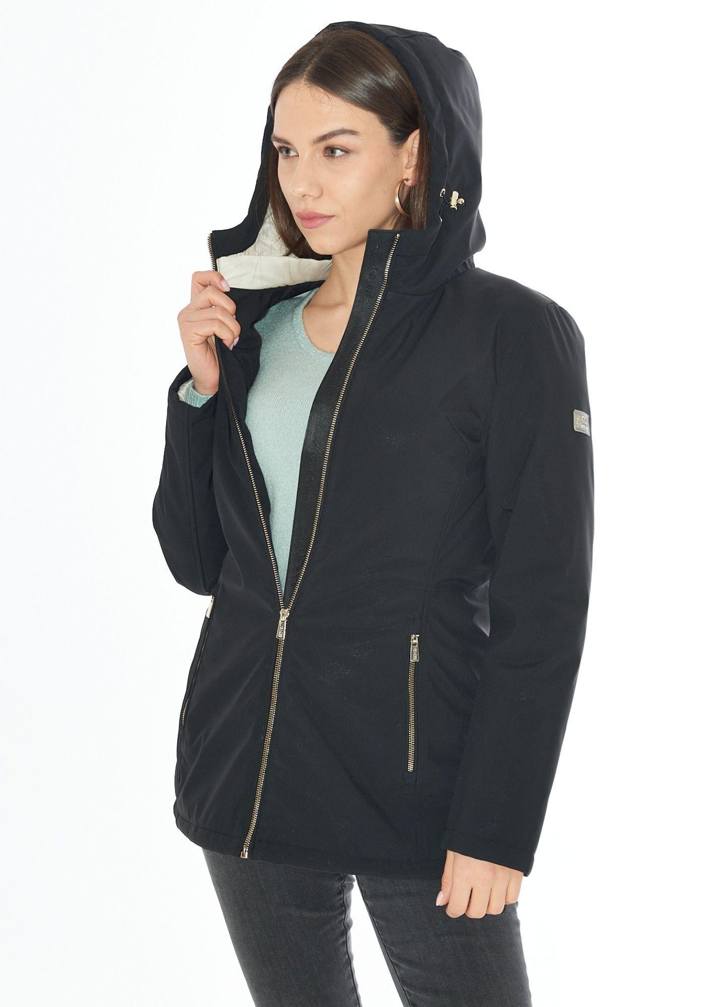 Yes Zee Cappotto Softshell con Cappuccio e Coulisse Donna Nero O088 M200 0801 YES ZEE 