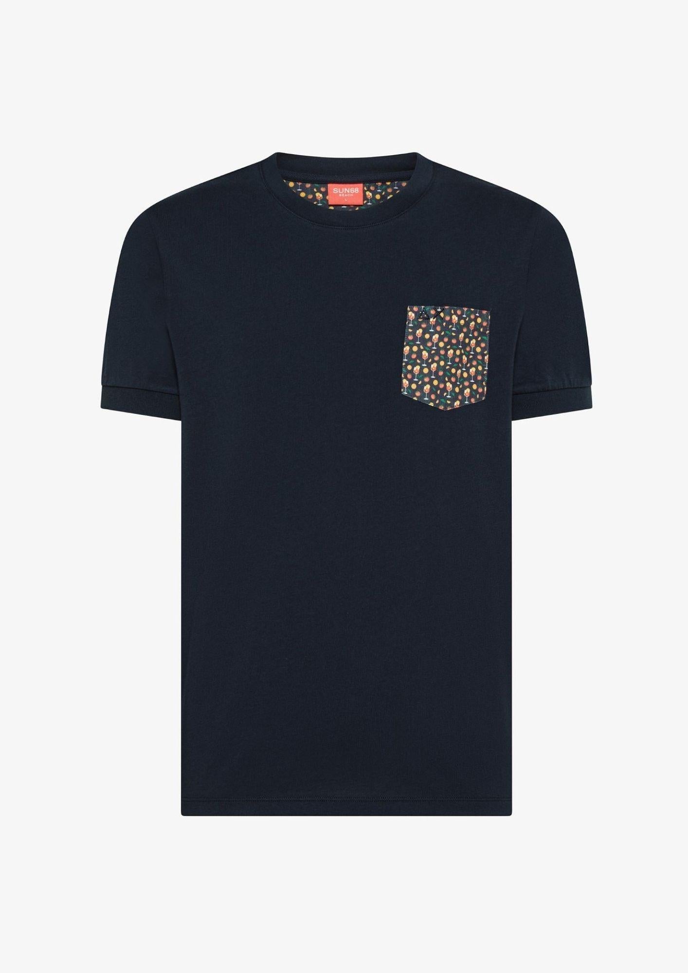 Sun68 T-Shirt Uomo Bianca e Blu Navy T36143 707 SUN68 