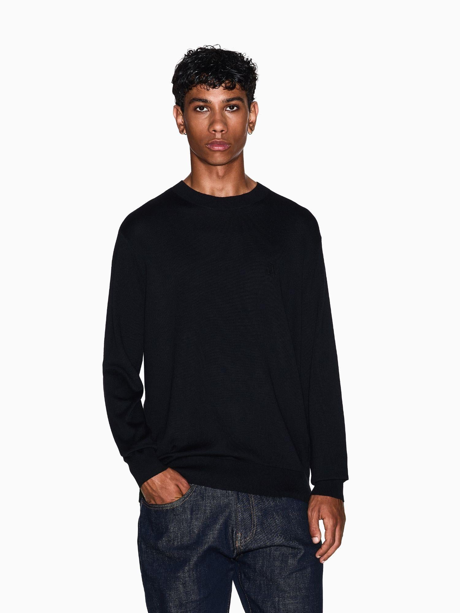 Armani Exchange Maglione girocollo in misto cotone Uomo Nero XM000338 AF12291 UC001 ARMANI EXCHANGE 