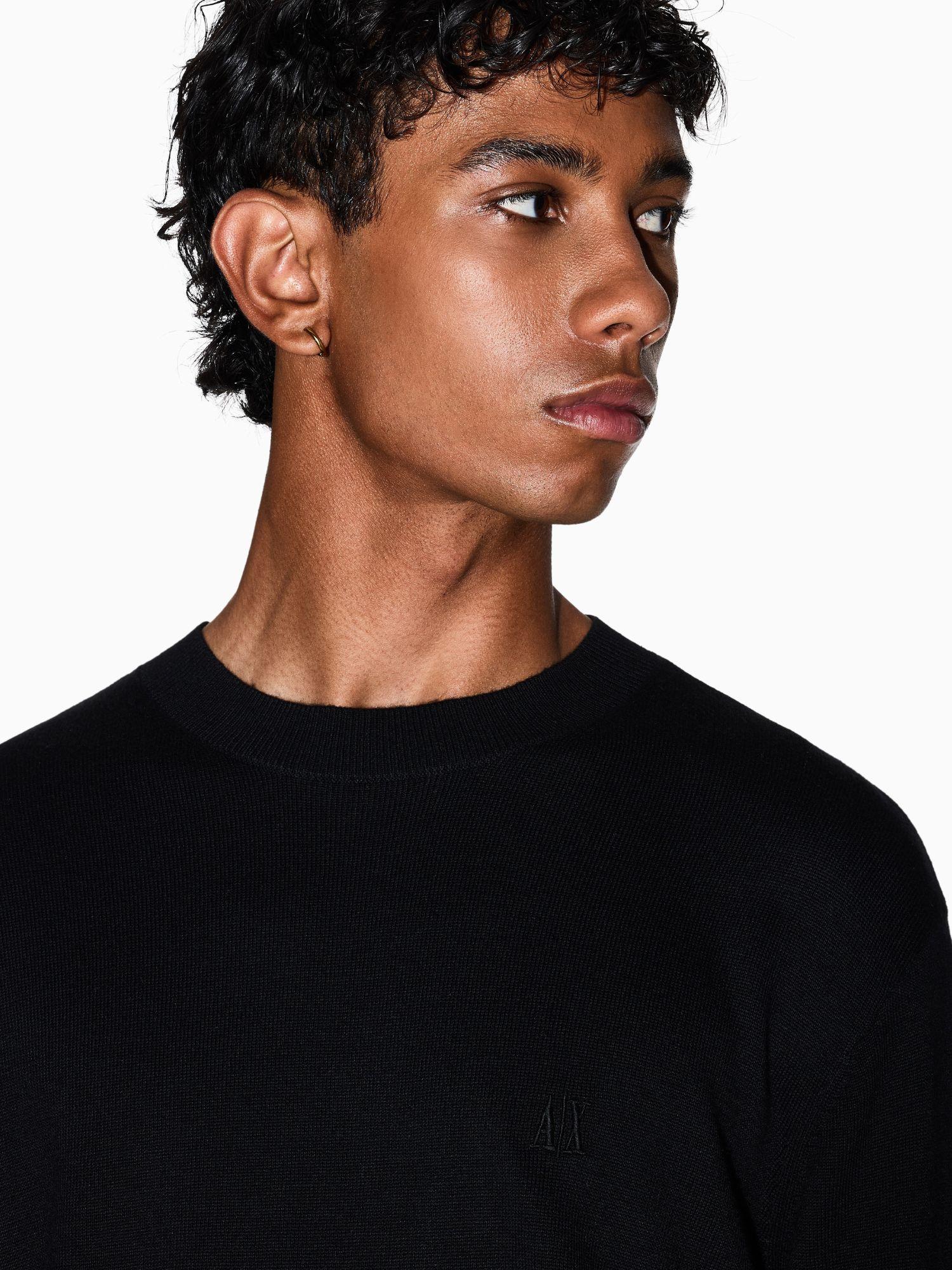Armani Exchange Maglione girocollo in misto cotone Uomo Nero XM000338 AF12291 UC001 ARMANI EXCHANGE 
