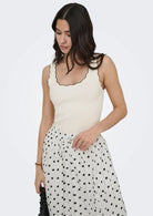 Jacqueline De Yong Top Donna Nanna Bianco e Nero 15290585 Cloud Dancer W. BLACK JACQUELINE DE YONG 