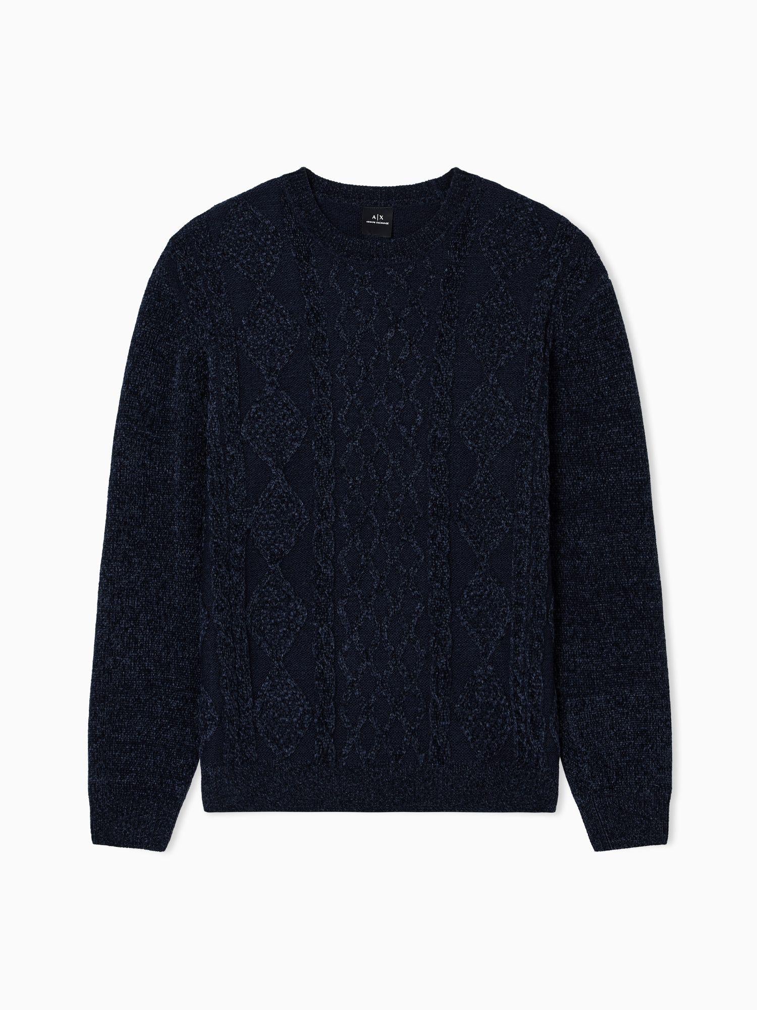 Armani Exchange Maglione Uomo a Lavorazione Intrecciata Blu Navy XM001331 AF13776 UB101 ARMANI EXCHANGE 