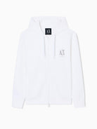 Armani Exchange Felpa con cappuccio e zip con logo ricamato Uomo Bianco XM000371 AF10818 U0009 ARMANI EXCHANGE 