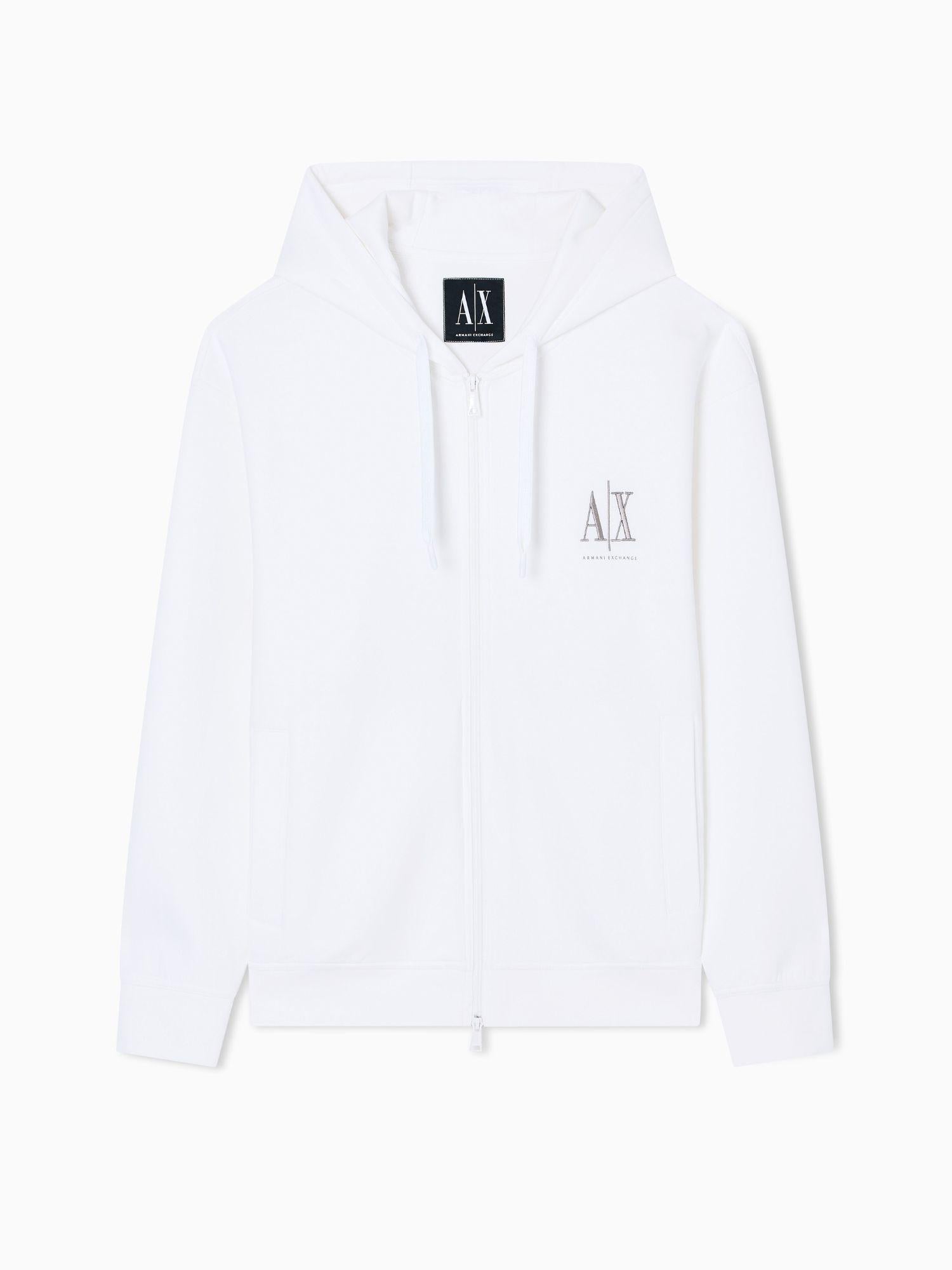 Armani Exchange Felpa con cappuccio e zip con logo ricamato Uomo Bianco XM000371 AF10818 U0009 ARMANI EXCHANGE 