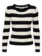 Jacqueline De Yong JDYPLUM Pullover Donna Nero Eggnog Stripes 15277223 Black W EGGNOG STRIPES JACQUELINE DE YONG 