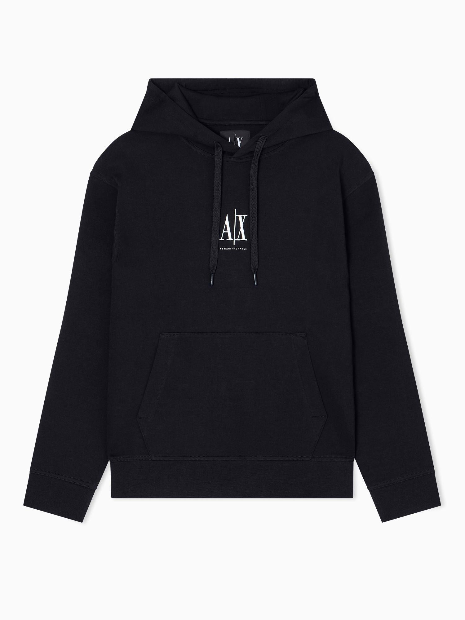Armani Exchange felpa nera elegante con cappuccio da uomo con logo ricamato XM000369 AF10818 UC001 ARMANI EXCHANGE 