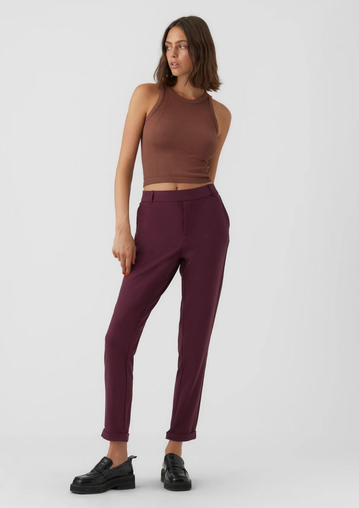 Vero Moda Pantaloni Donna Maya A Vita Media Viola 10225280 Winetasting VERO MODA 