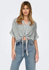 Women's White Shirt with Green Stripes