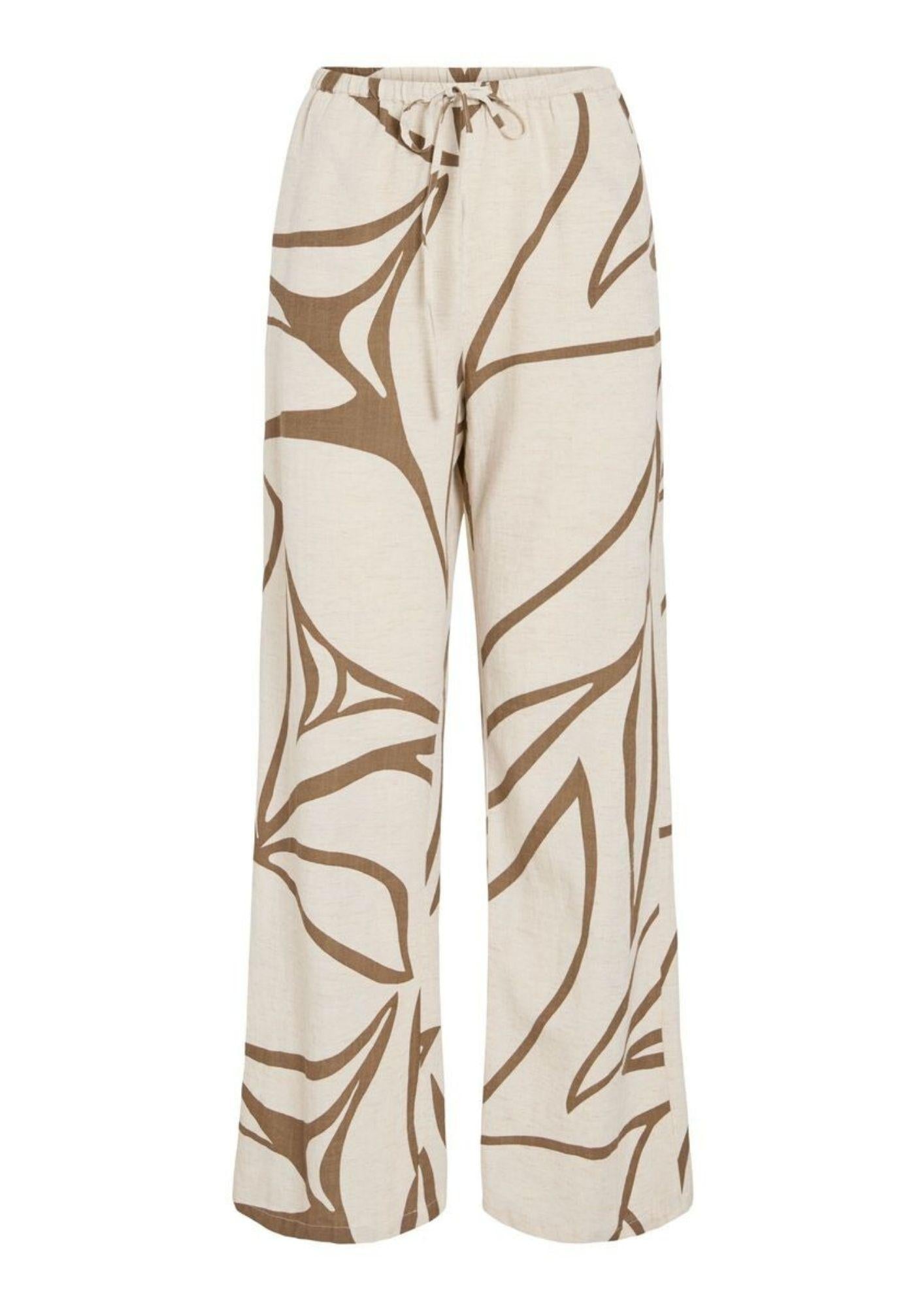 Vila Pantalone Donna Prisilla Ecrù e Marrone 14104793 Cub FLOWER VILA 