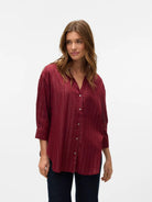 Vero Moda VMOLLA Camicia 3/4 Donna Syrah Silver lurex 10329382 Syrah VERO MODA 