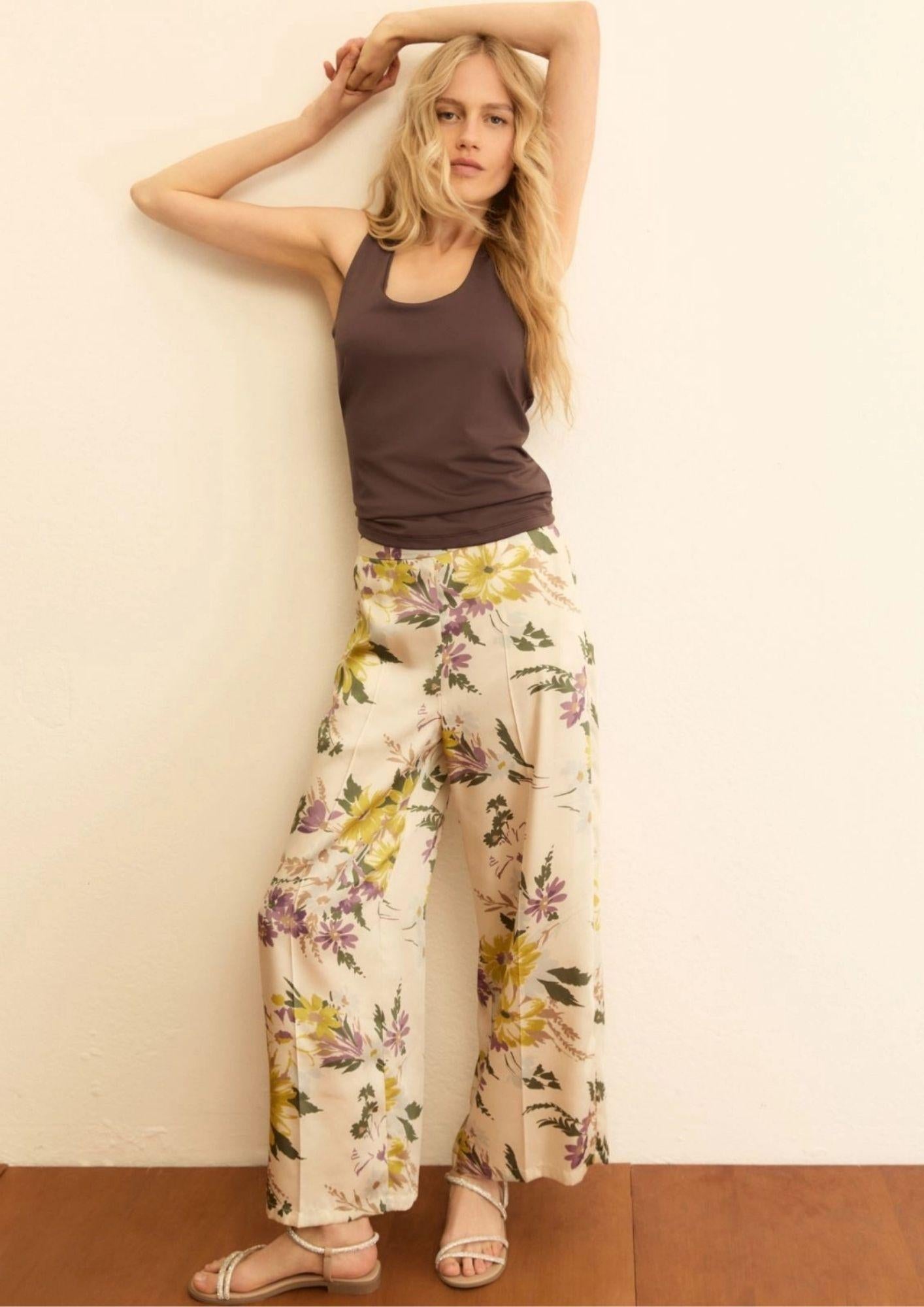 Emme Marella Pantalone Donna Emmalbero Bianco Lavanda 2615131152200 002 EMME MARELLA 