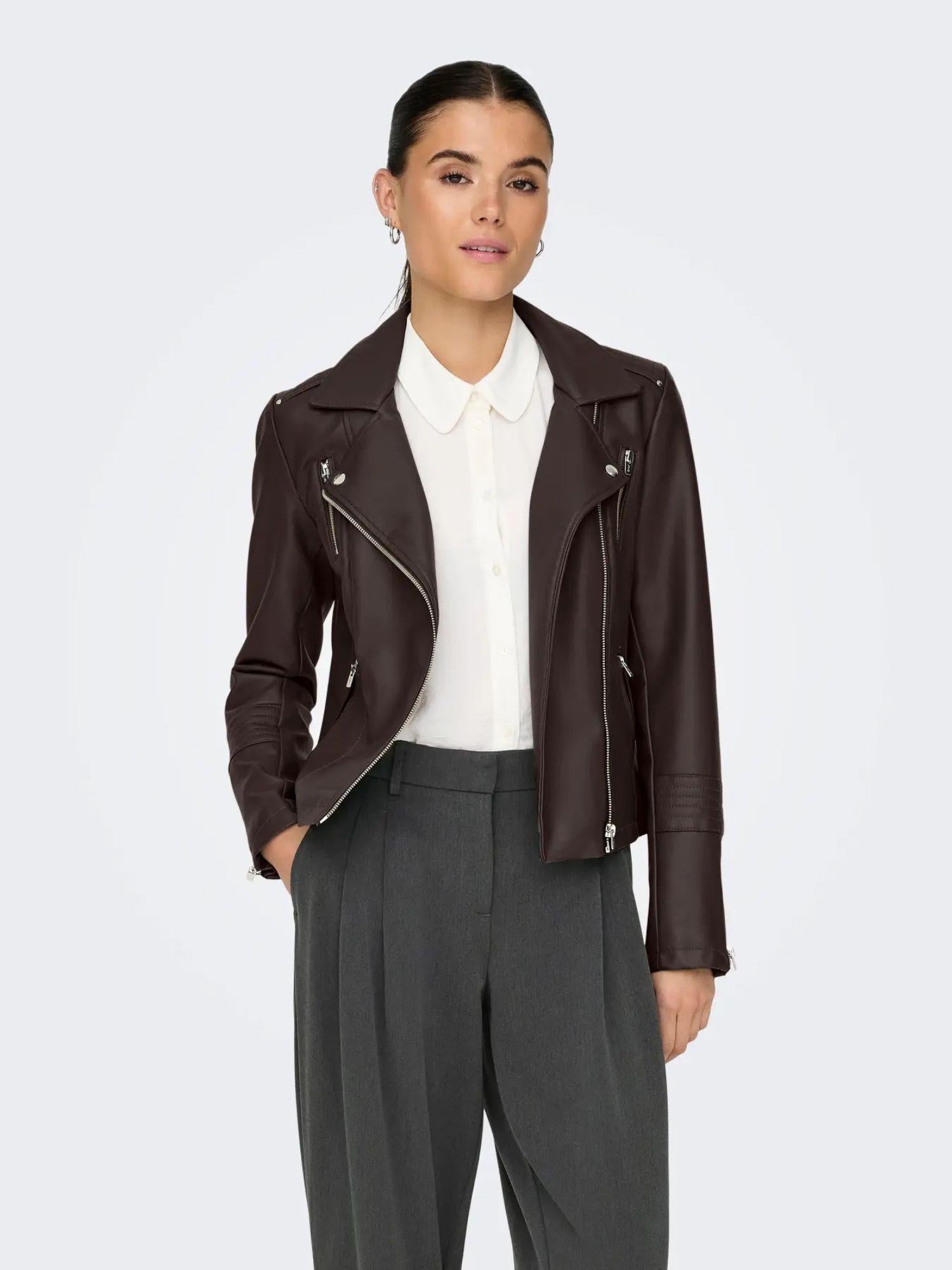 Only ONLGEMMA Giacca in finta pelle Donna Chocolate Torte 15153079 Chocolate Torte ONLY 