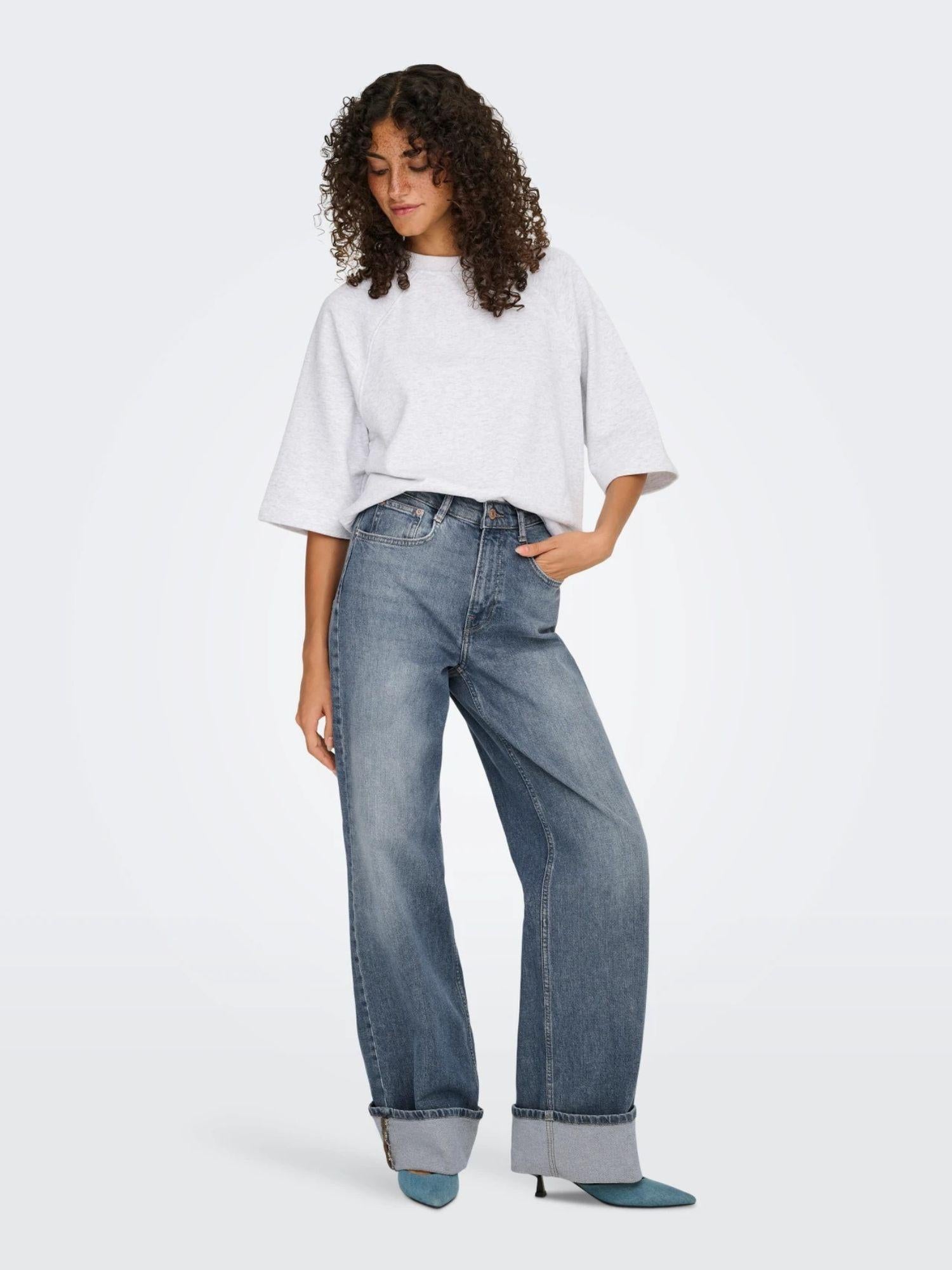 Only ONLHOPE Vita alta Wide Leg Fit Jeans Donna Special Blue Grey Denim 15325797 Special Blue Grey Denim ONLY 