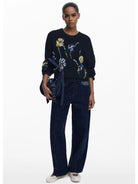 Desigual Maglione jacquard con fiori ricamati Donna Nero 25WWJF36 2000 DESIGUAL 