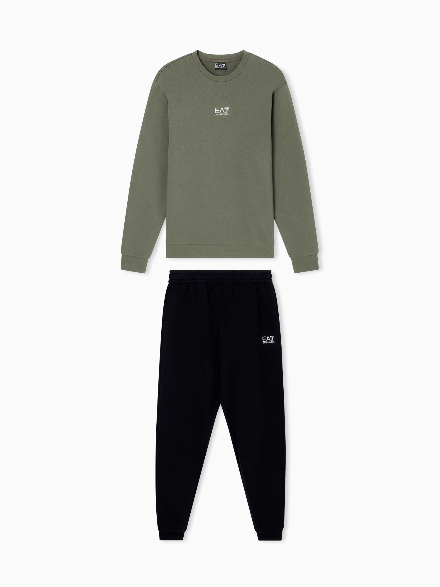 EA7 Emporio Armani Tuta Uomo Core Identity In Misto Cotone Verde Beetle Nero 8NPV66 PJVTZ M7059 EA7 EMPORIO ARMANI 