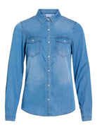 Vila Camicia di Jeans Donna Medium Blue Vibista 14033008 Medium Blue Denim CLEAN VILA 
