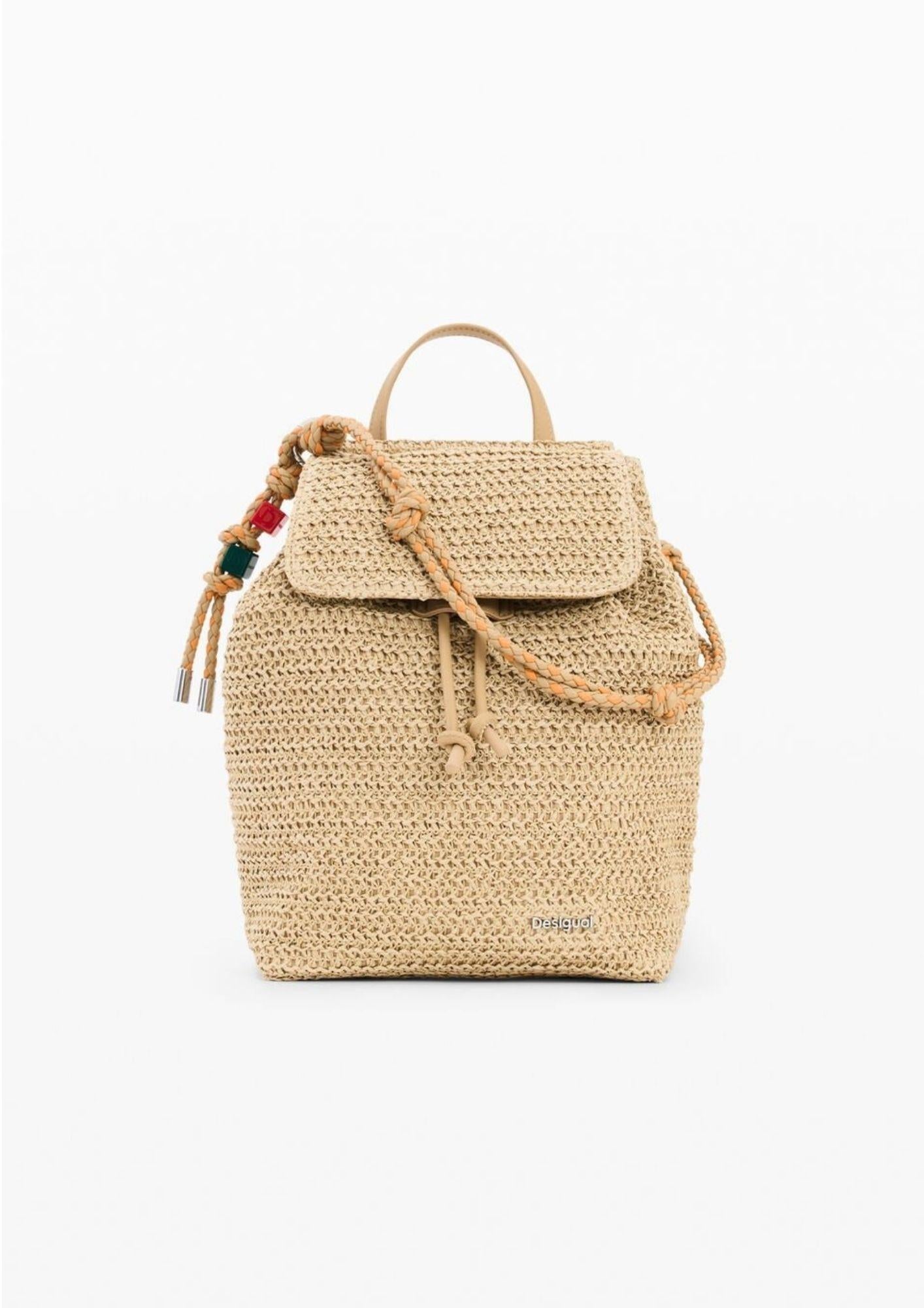 Desigual Zaino Donna Backhalf Logo Raffia Luena Mini Raffia 26SAKO01 1014 DESIGUAL 