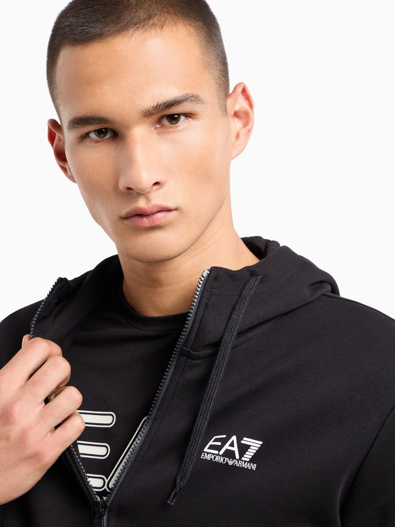 EA7 Emporio Armani Tuta con cappuccio Core Identity in misto cotone Uomo Nero 8NPV68 PJVTZ 1200 EA7 EMPORIO ARMANI 