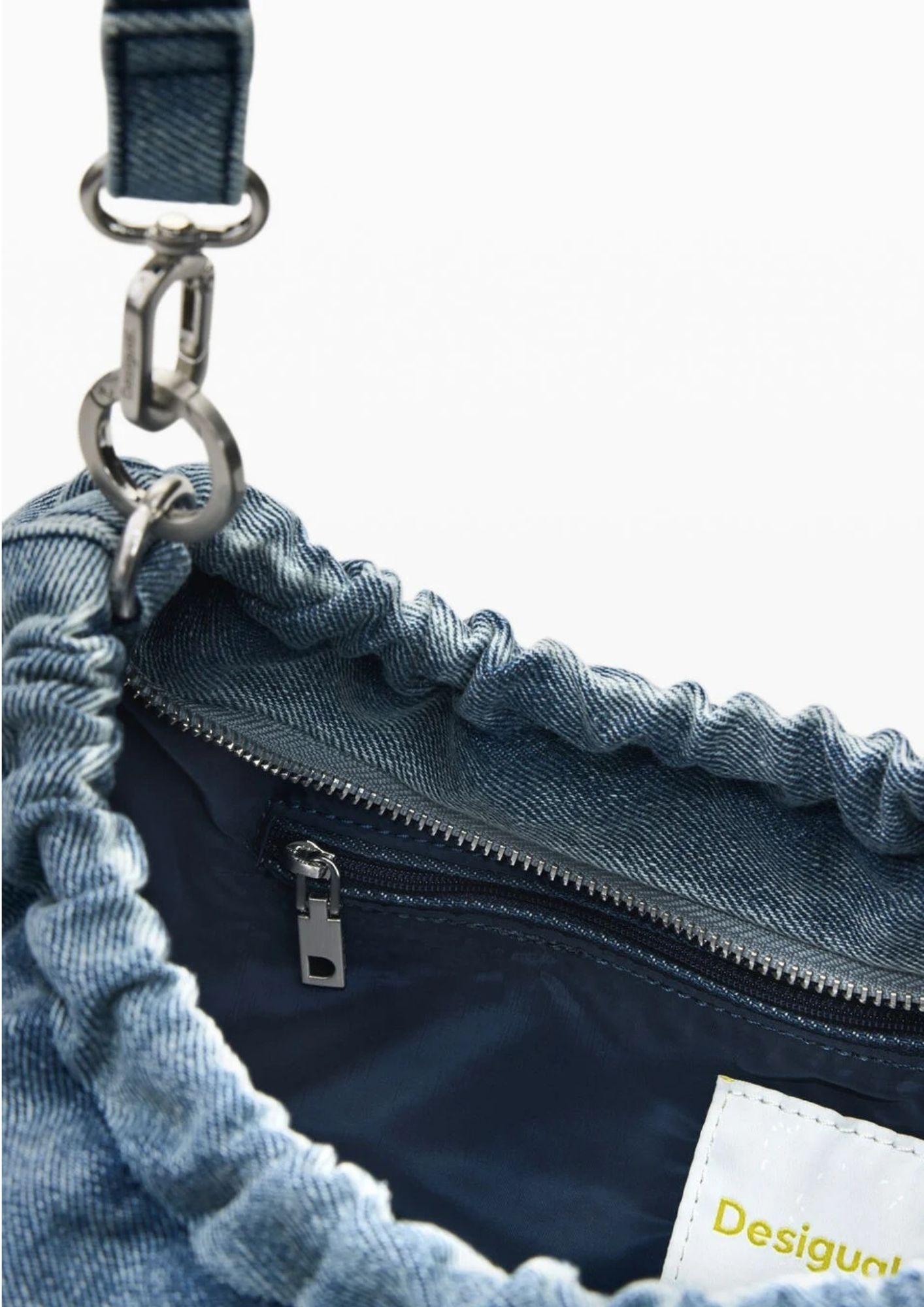Desigual Borsa Donna Bag Half Logo Denim Waverly Blu Denim Chiaro 26SAXD05 5005 DESIGUAL 