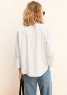 Emme Marella Blusa Donna Emmadorno Bianca Righe Azzurre 2615111091200 007 EMME MARELLA 