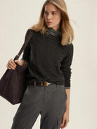 Emme Marella Maglia in filato comfy con paillette Ruth Donna Grigio Scuro 2525366352200 005 EMME MARELLA 