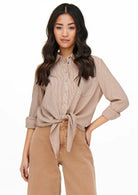 Only Camicia Donna Lecey Marrone Linee Bianche 15195910 Toasted Coconut ONLY 