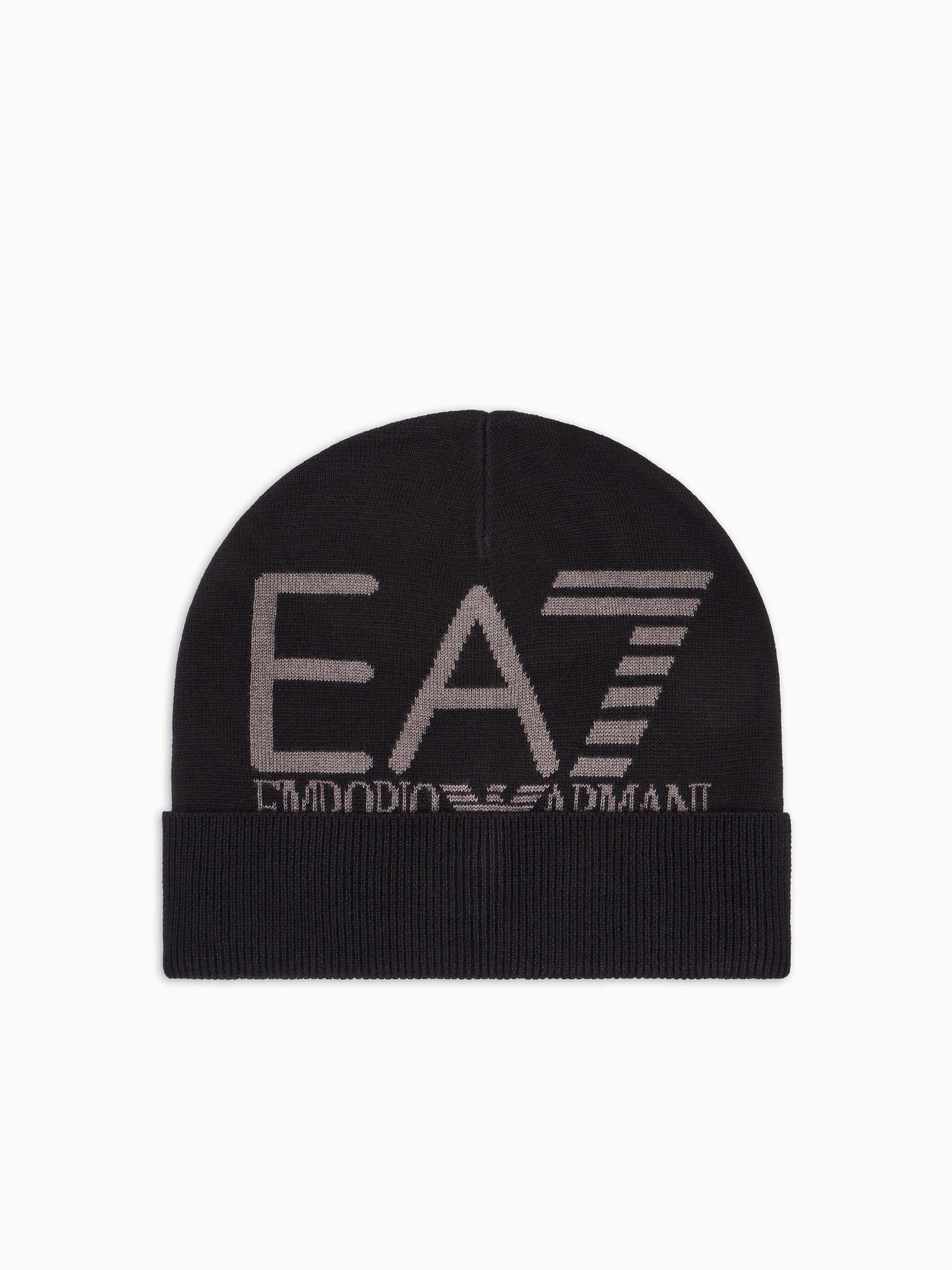 EA7 Emporio Armani Beanie Visibility con maxi logo EA7 Nero 7X000006 AF11994 MC041 EA7 EMPORIO ARMANI 