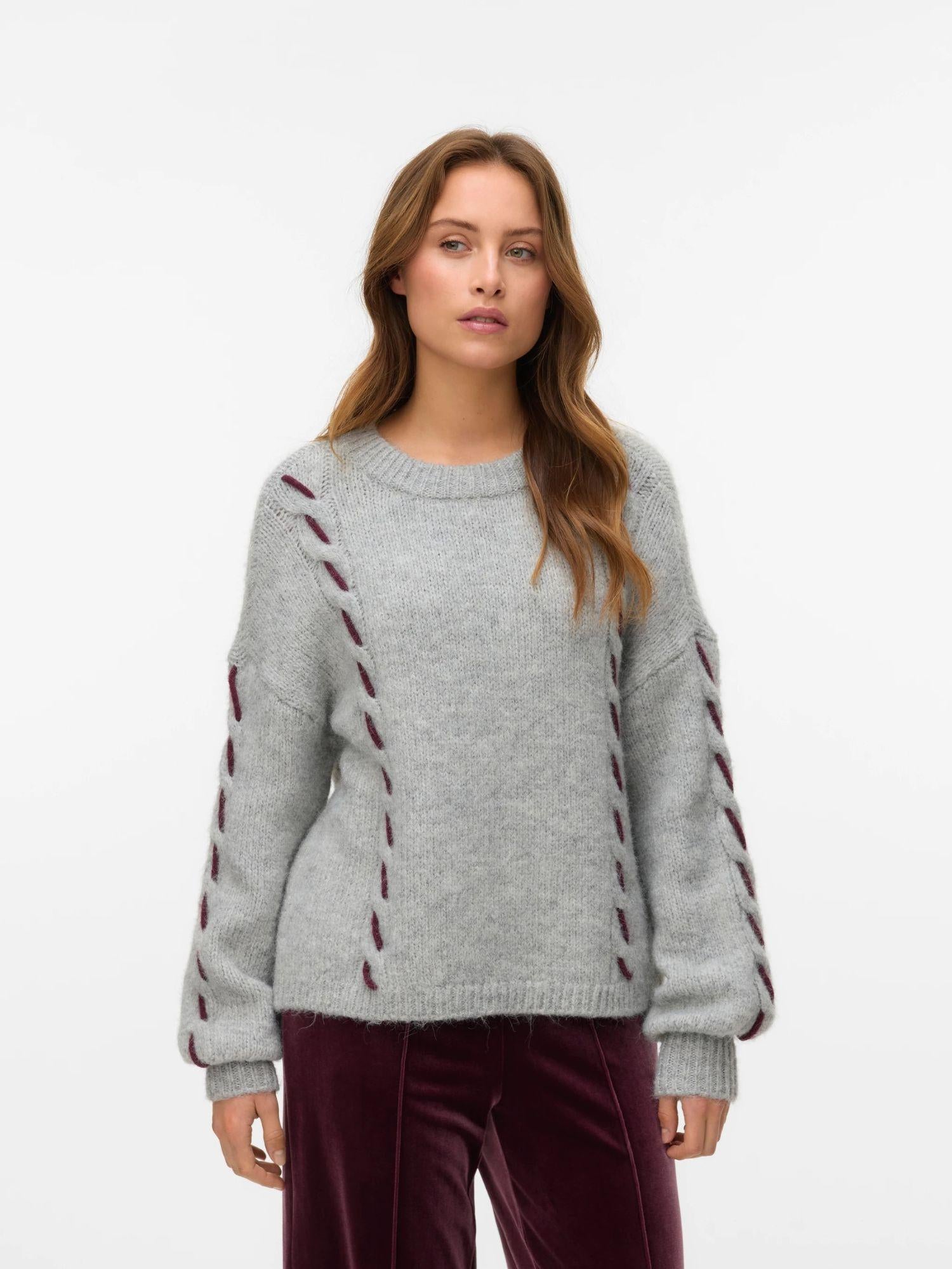Vero Moda VMILINA Maglione Donna Light Grey Melange 10334866 Light Grey Melange VERO MODA 