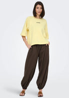 Jacqueline De Yong Felpa Donna Olivia Gialla 15384345 Double Cream BROWN POWER JACQUELINE DE YONG 