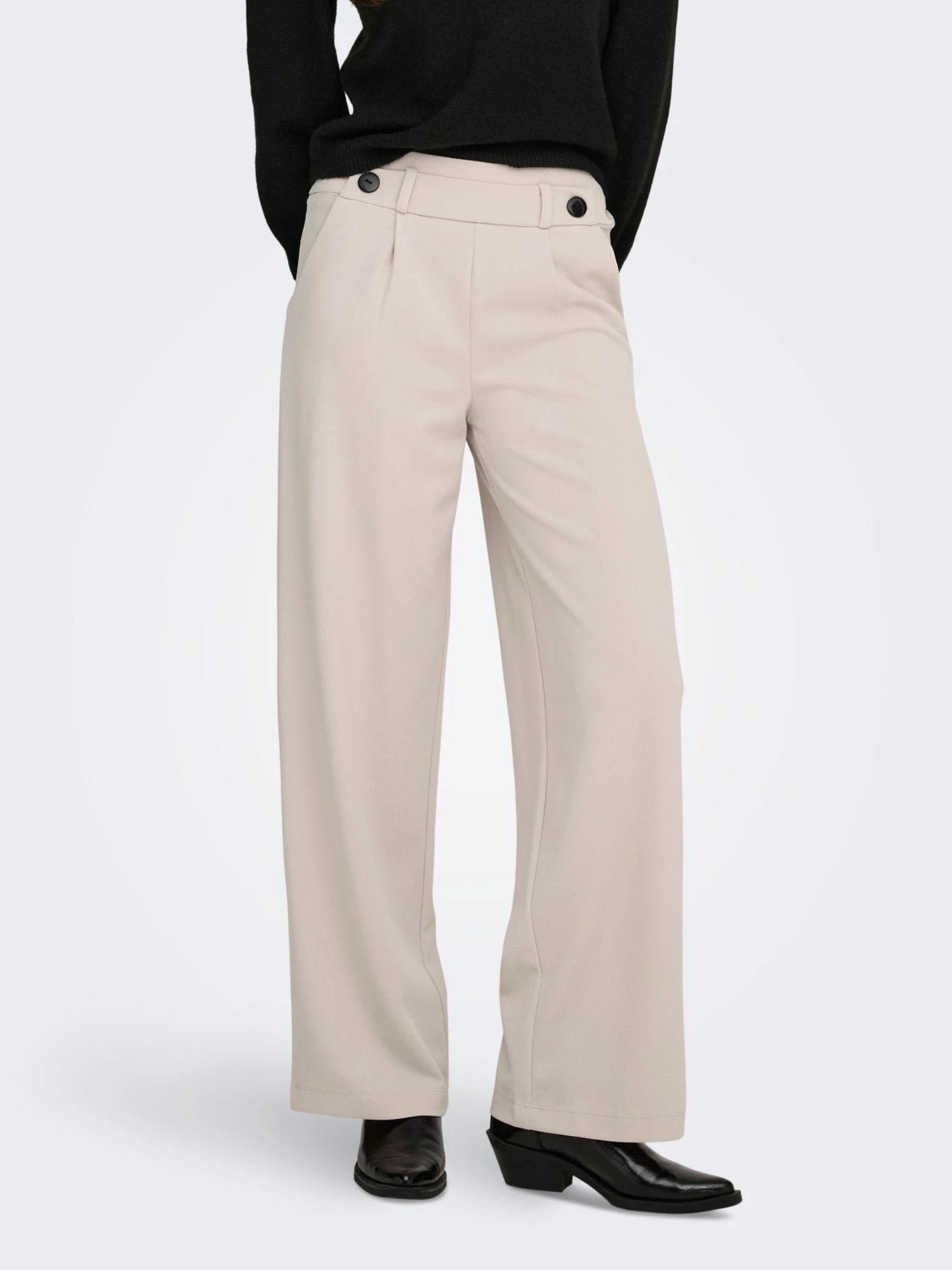 Jacqueline De Yong Pantaloni Donna Wide Fit Chateau Gray Jdygeggo 15208430 Chateau Gray BLACK BUTTONS JACQUELINE DE YONG 