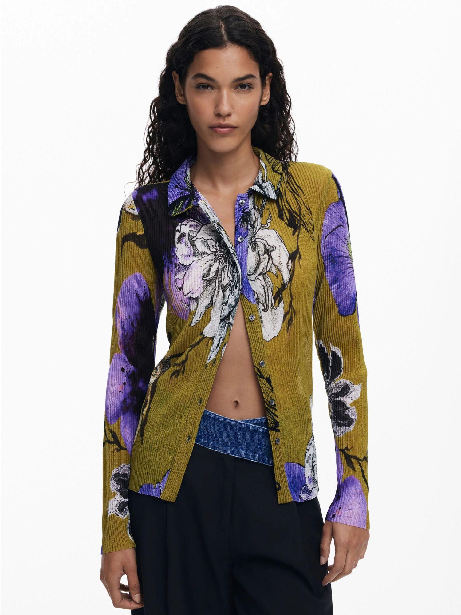 Desigual Maglietta abbottonata disegnata da Mr. Christian Lacroix Donna Verde 25WWTK35 4010 DESIGUAL 