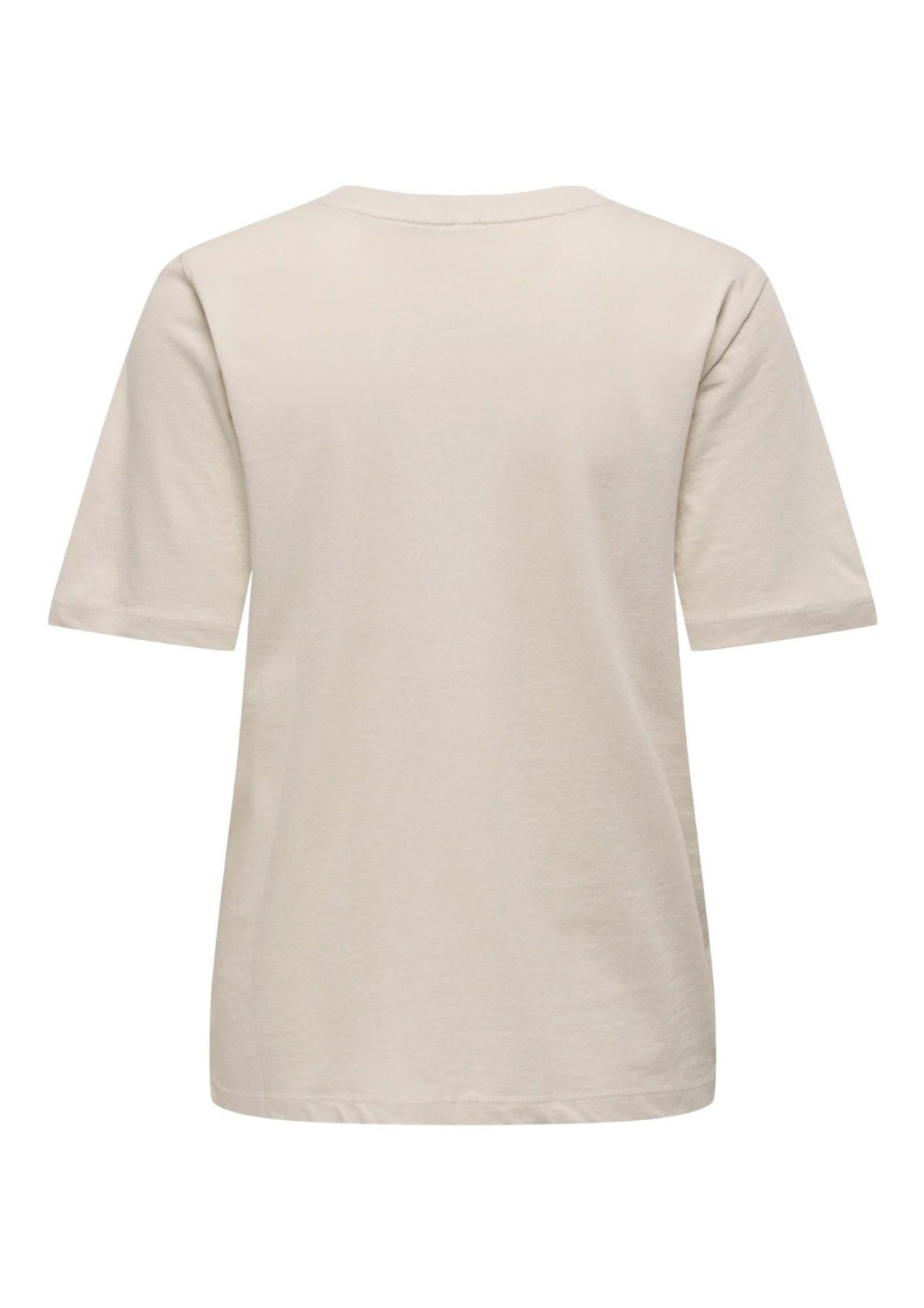 Only T-Shirt Donna Happy Grigio Avena 15370117 Oatmeal Cherry emb ONLY 