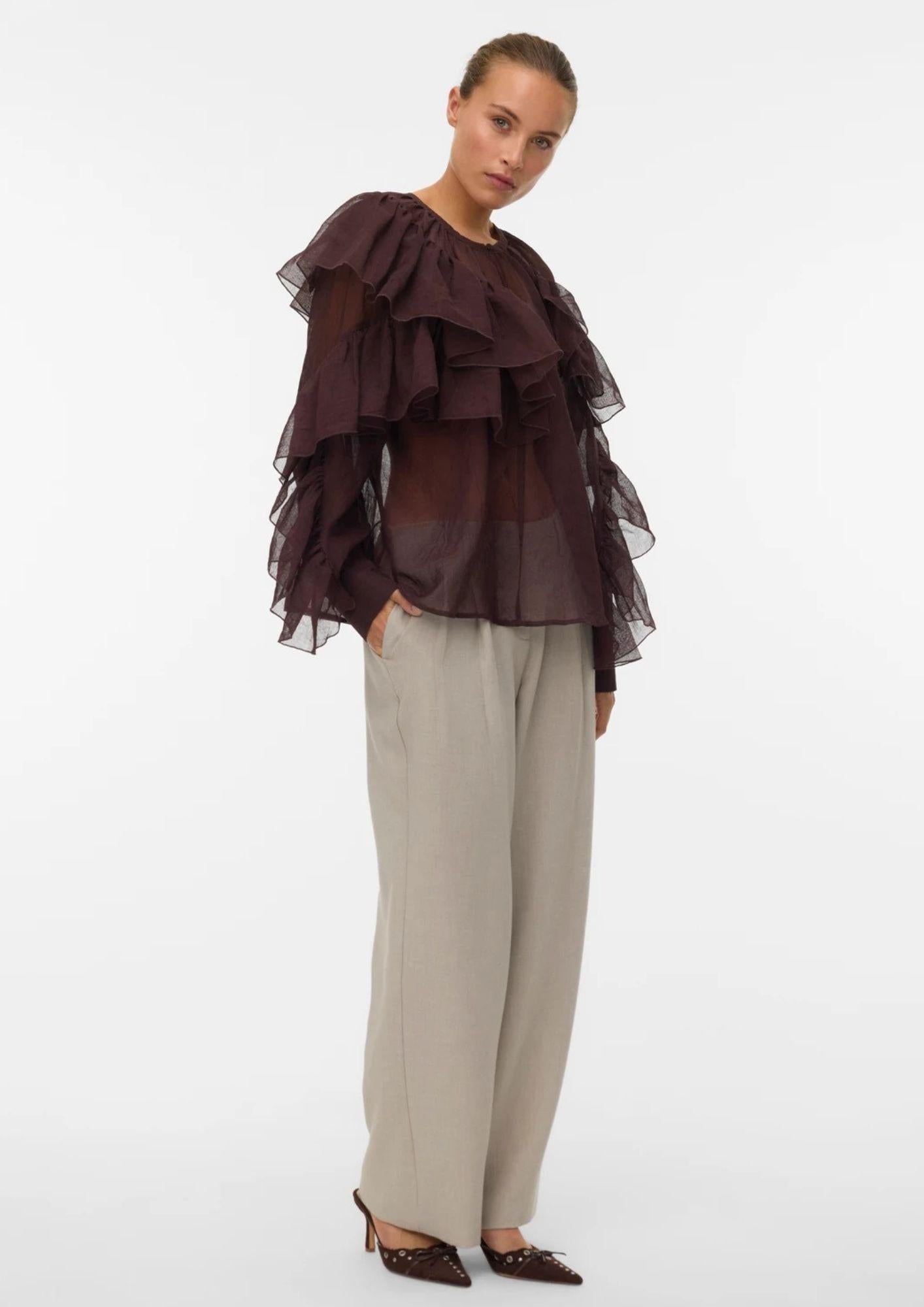 Vero Moda Camicia Donna Sabrina Marrone Cioccolato 10343817 Grey VERO MODA 