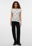 Vero Moda T-Shirt Donna Ava Bianca Cuori Blu 10214302 Snow White NAVY BLAZER VERO MODA 