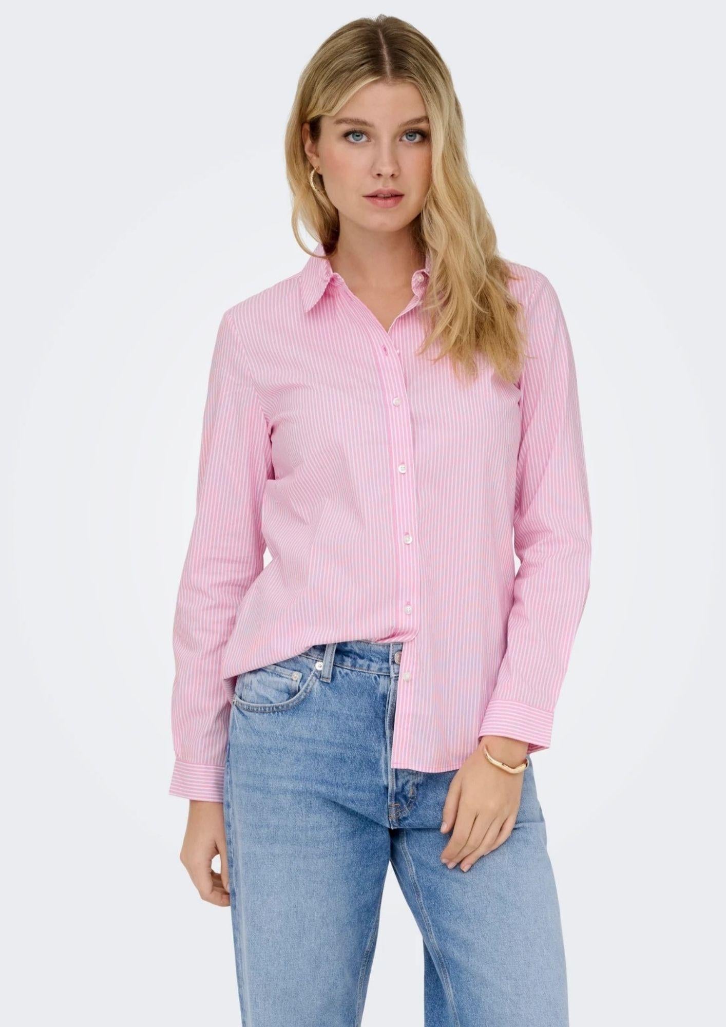 Jacqueline De Yong Camicia Donna Mio Rosa Righe Bianche 15149877 Shocking Pink JACQUELINE DE YONG 