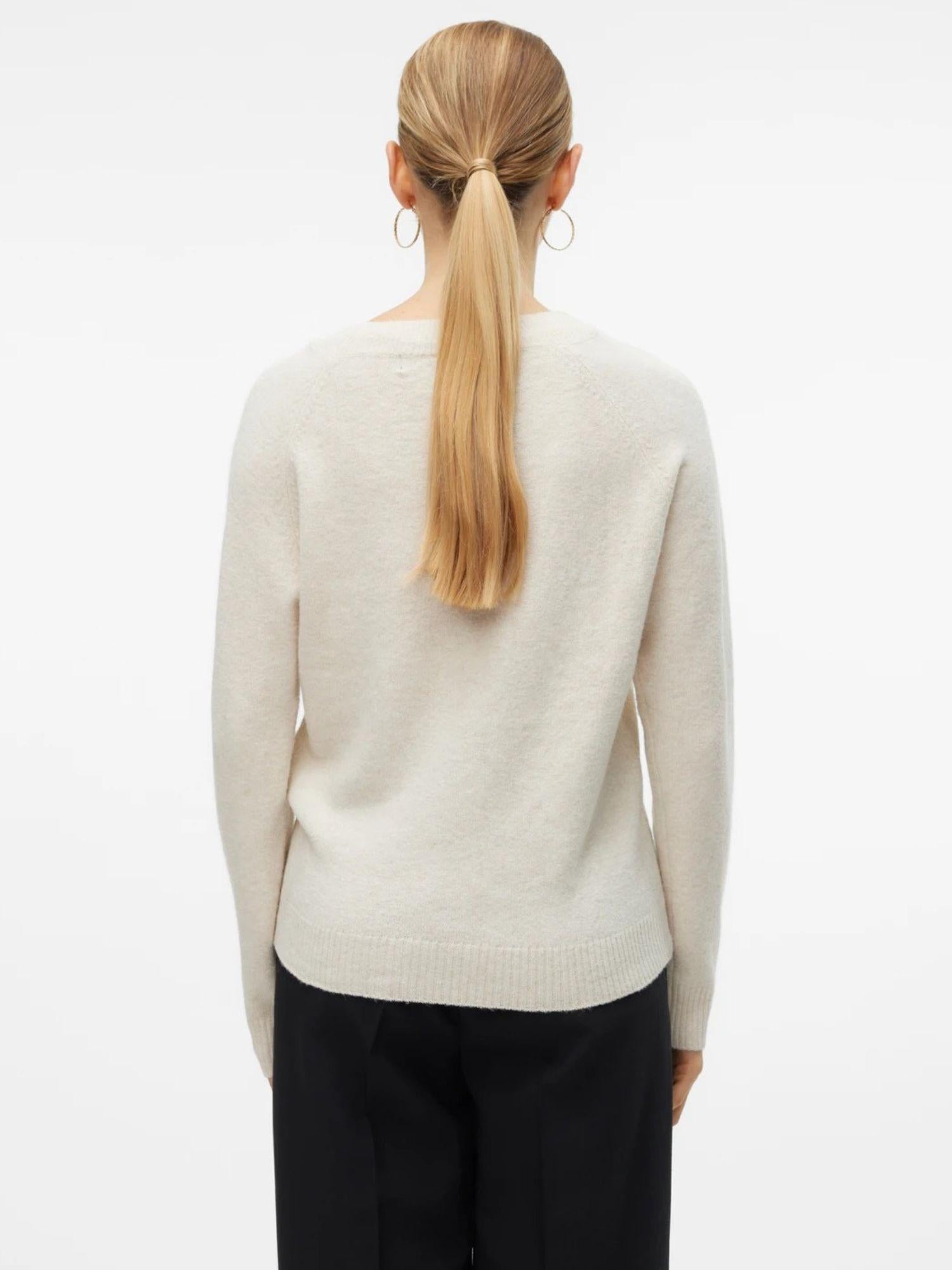 Vero Moda Maglione Donna Doffy Bianco Panna 10201022 Birch MELANGE VERO MODA 