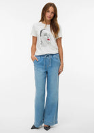 Vero Moda Top Donna Jamaica Bianco con Stampa Lips 10341639 Snow White LIPS RHINESTONES VERO MODA 