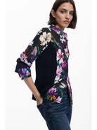 Desigual Camicia a fiori silhouette combinata Donna Nero 25WWCW15 2000 DESIGUAL 