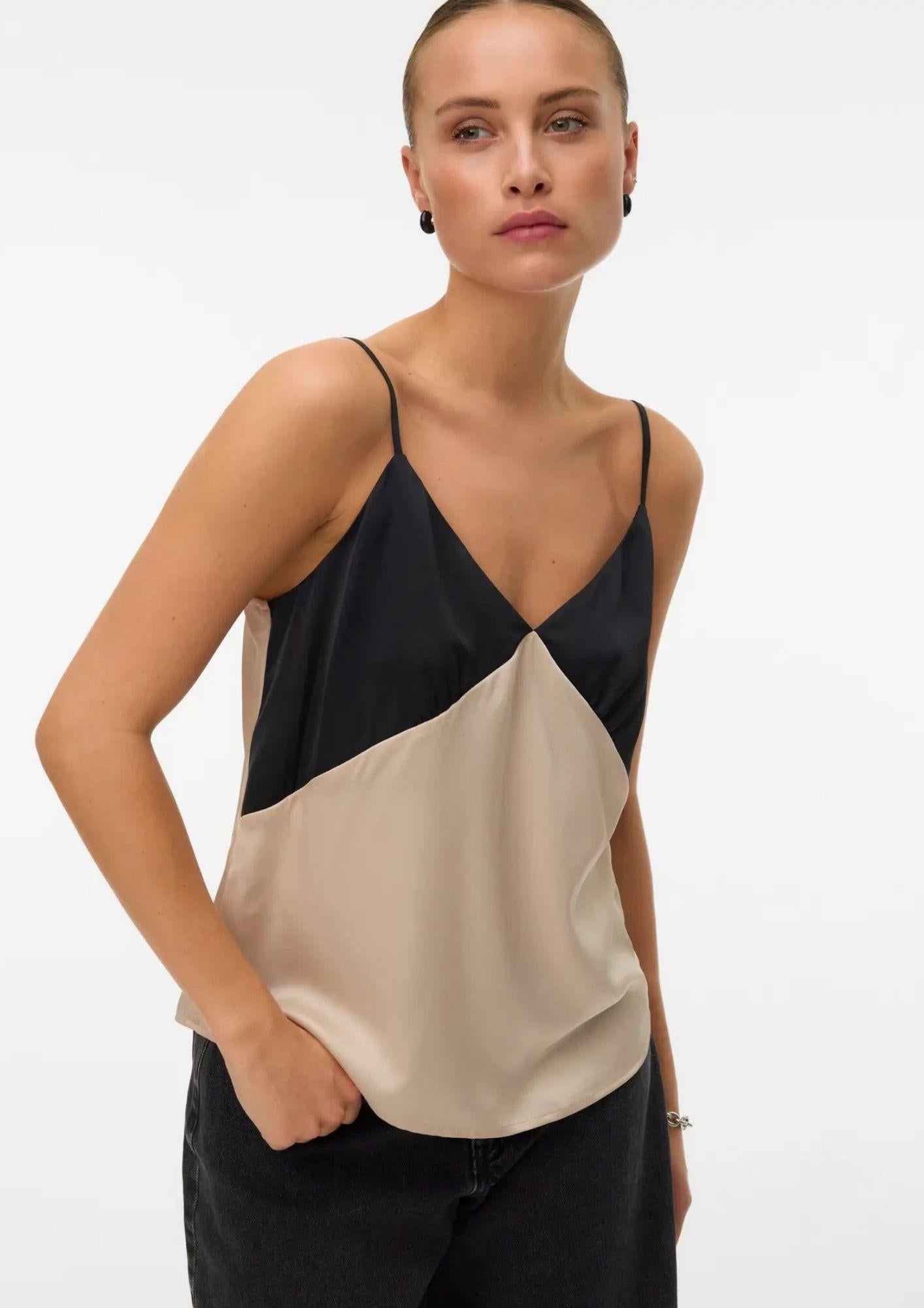 Vero Moda Top Donna Joi Nero e Grigio Cemento 10341487 Black CEMENT CONTRAST VERO MODA 