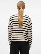 Vero Moda Pullover Donna Saba Bianco Panna e Nero 10310474 Birch BLACK VERO MODA 