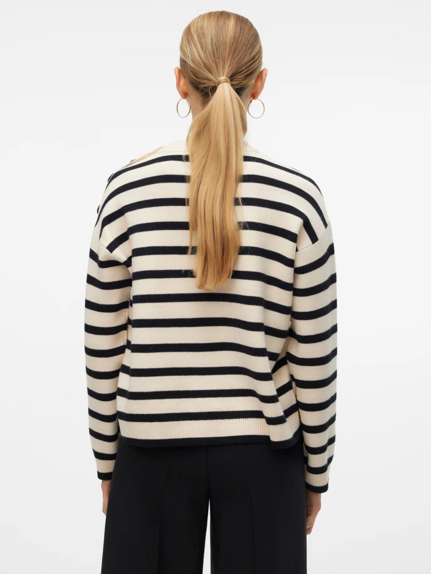 Vero Moda Pullover Donna Saba Bianco Panna e Nero 10310474 Birch BLACK VERO MODA 