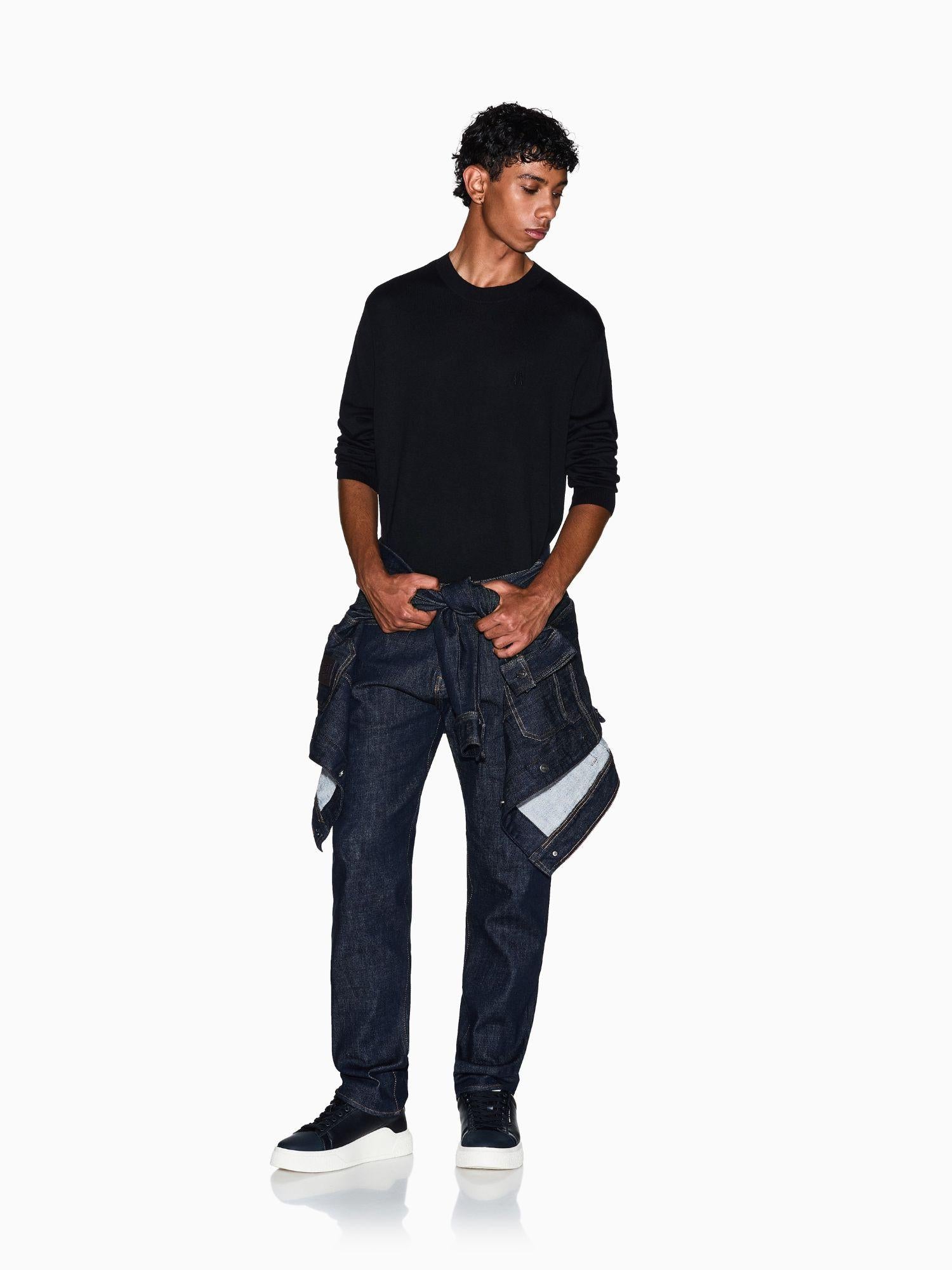 Armani Exchange Maglione girocollo in misto cotone Uomo Nero XM000338 AF12291 UC001 ARMANI EXCHANGE 