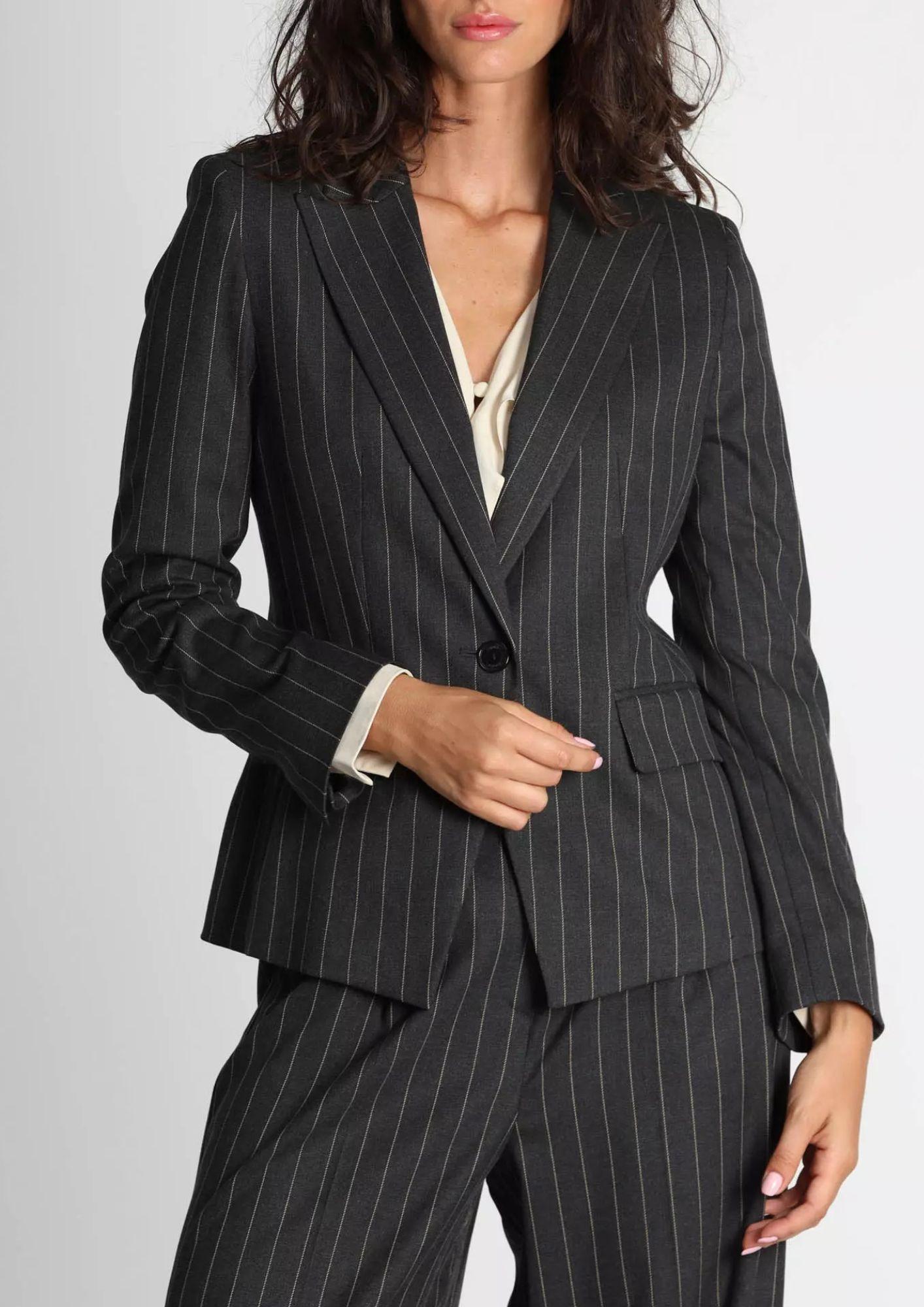 Emme Marella Giacca Donna Farnese Grigio Gessato 2525046121200 007 EMME MARELLA 