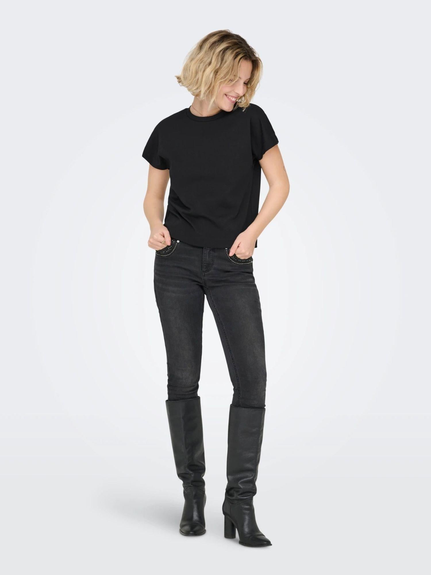 Only T-Shirt Donna Nero Onlerica 15308926 Black ONLY 
