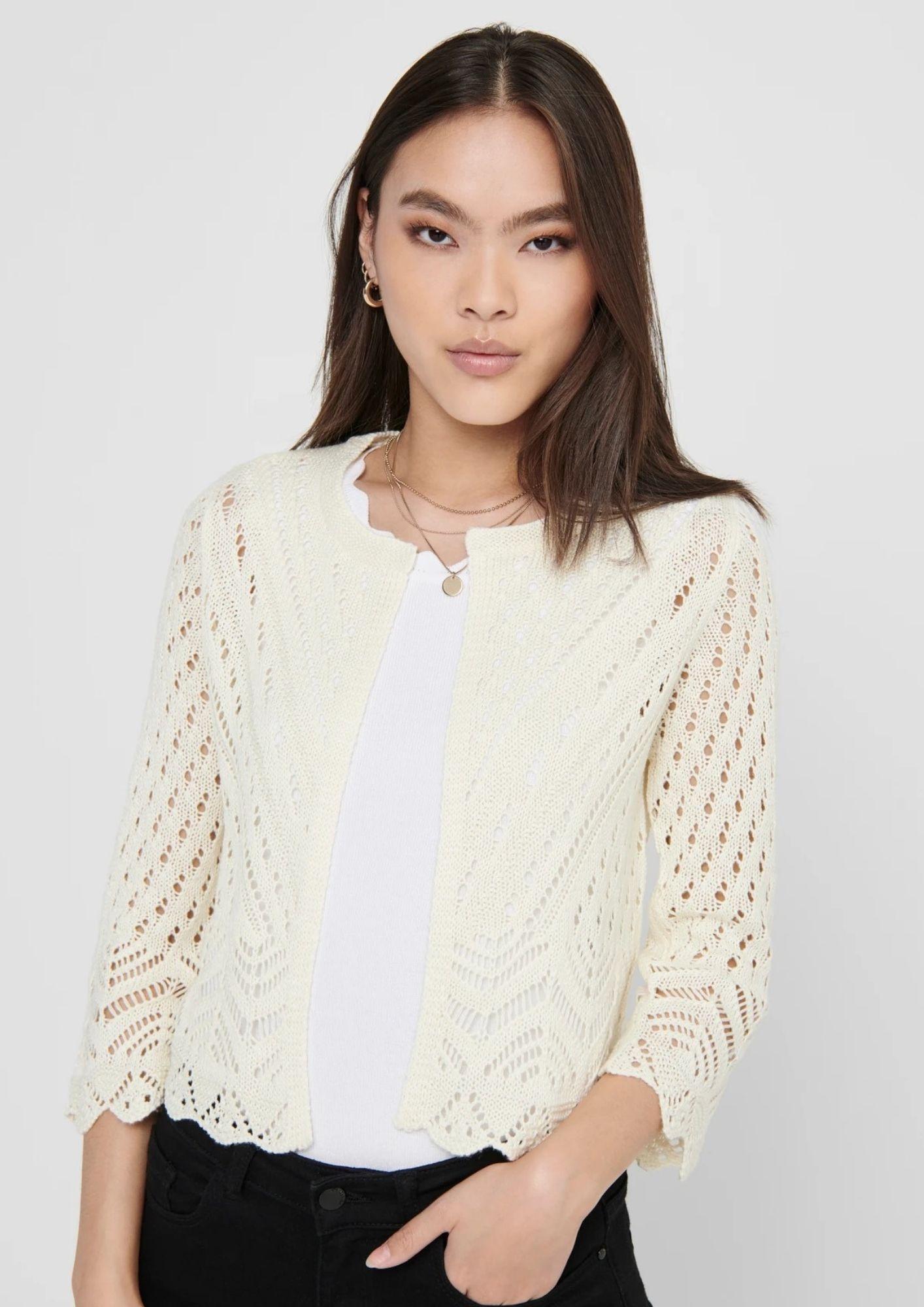 Jacqueline De Yong Cardigan Donna Sun Bianco Tapioca 15184486 Tapioca JACQUELINE DE YONG 