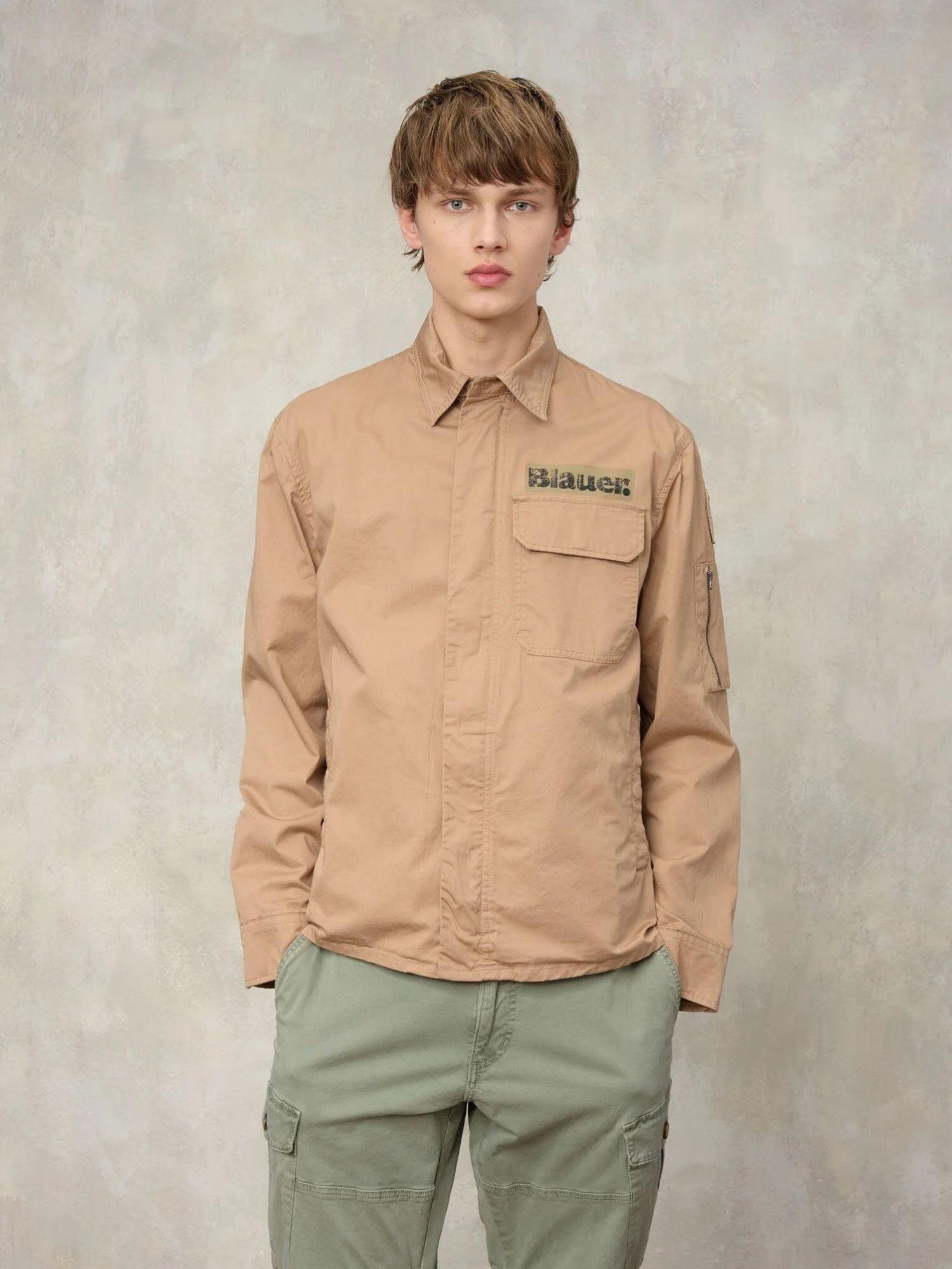 Blauer Camicia Uomo Beige Multitasche Lambert BLUS04360 7499 327 BLAUER 