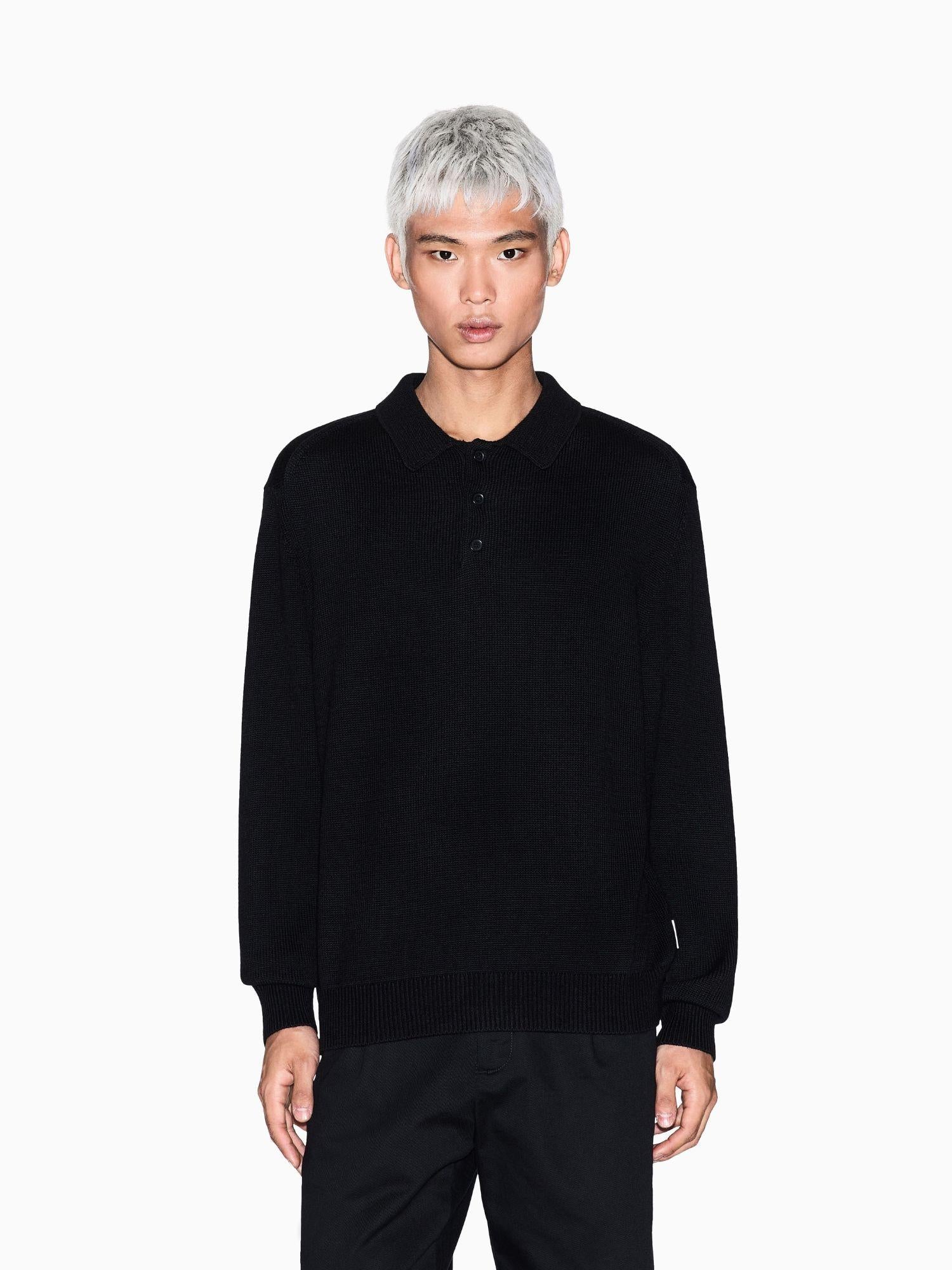 Armani Exchange Polo in maglia di lana e cotone Uomo Nero XM001915 AF14008 UC001 ARMANI EXCHANGE 